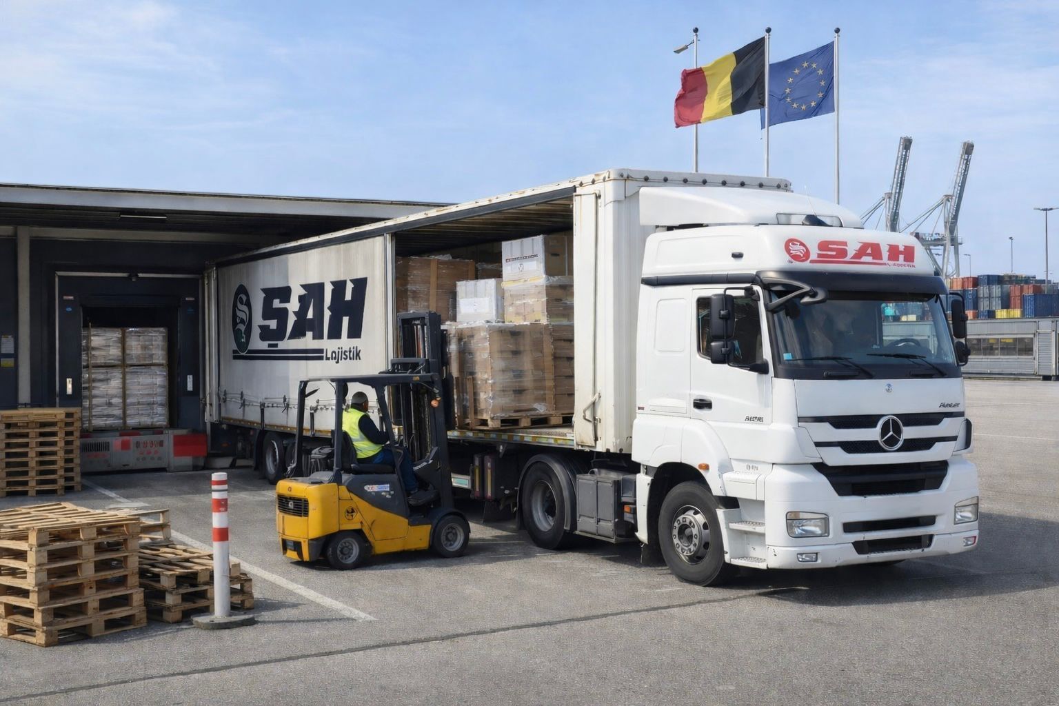 Belçika parsiyel yükleme ve komple tır nakliye operasyonu